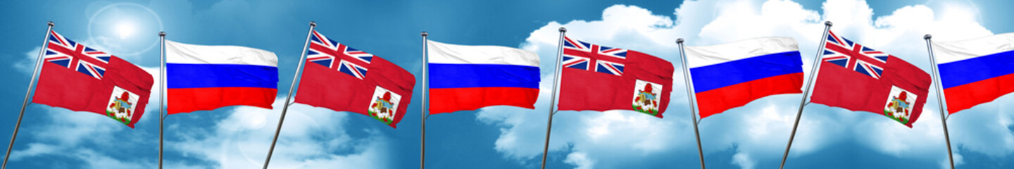 bermuda flag with Russia flag, 3D rendering