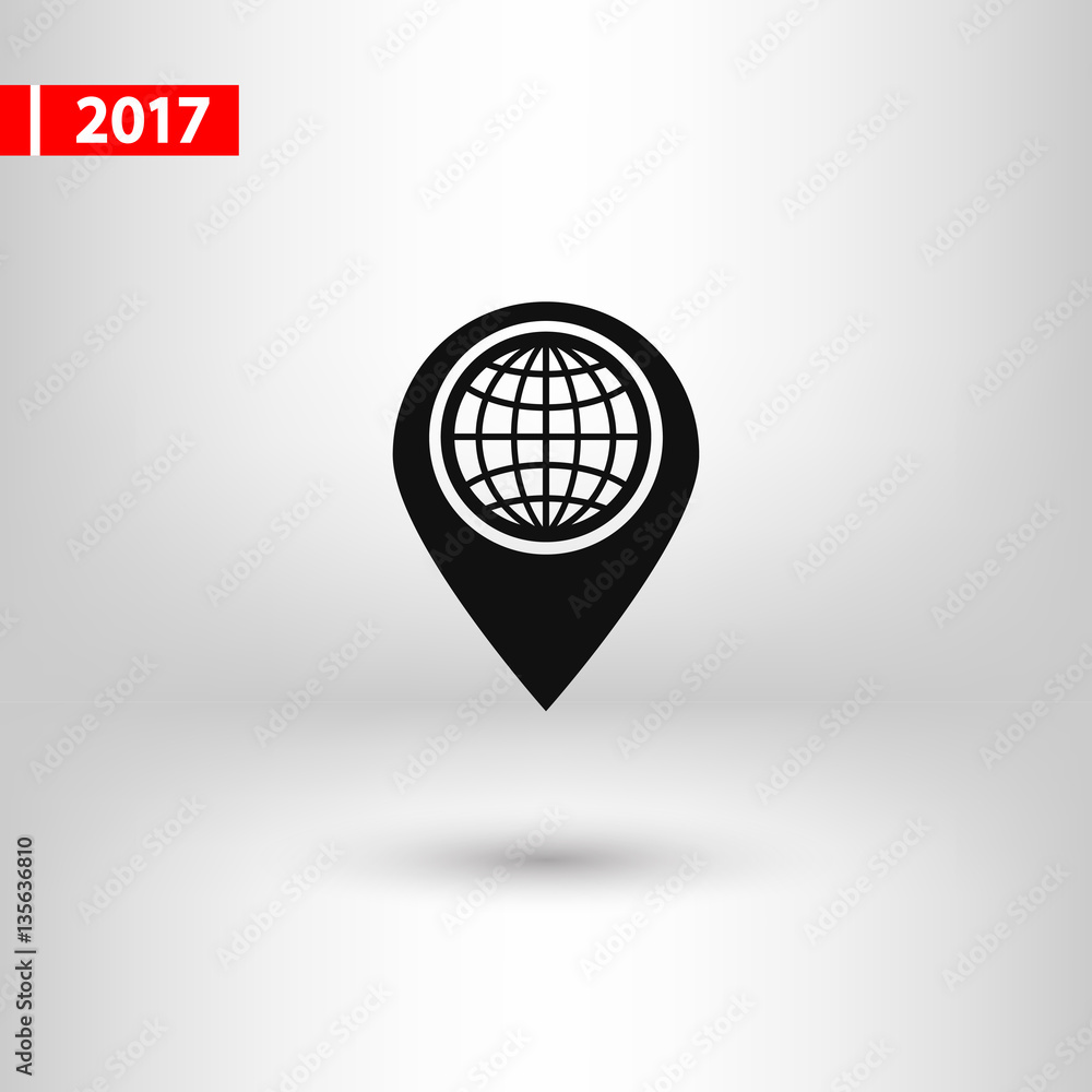 Poster map pointer flat icon, vector illustration. flat design style