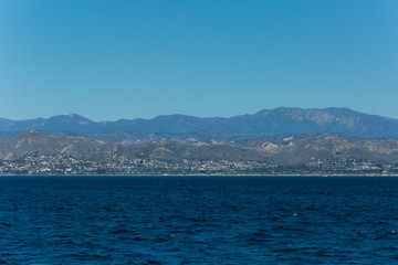 Coast of Ventura, California with the Topa mountains of Ojai in the background