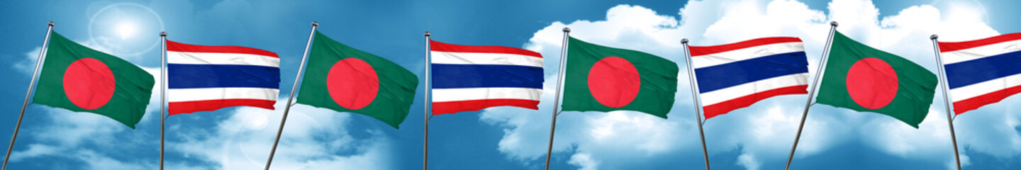 Bangladesh flag with Thailand flag, 3D rendering