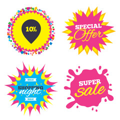 10 percent sale pointer tag sign icon.