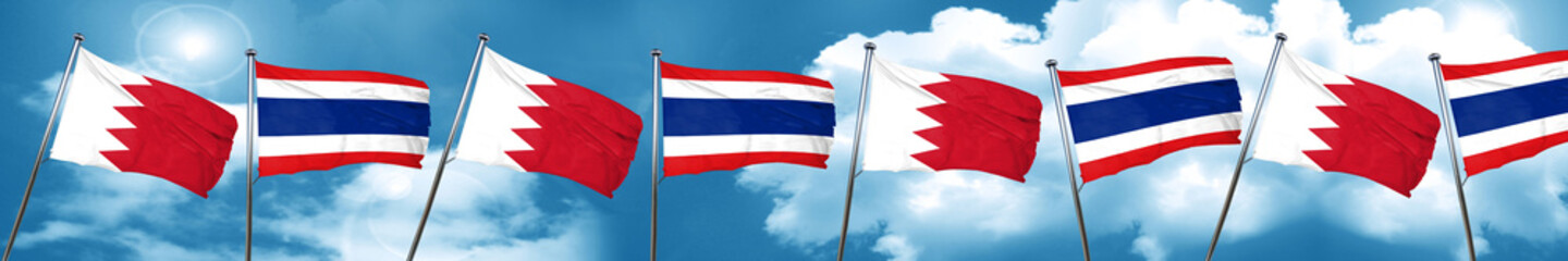 Bahrain flag with Thailand flag, 3D rendering