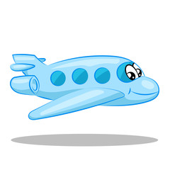 kid blue cartoon plane with eyes and mouth