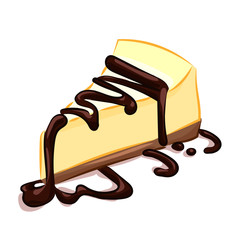 cheese cake with chocolate at the white background