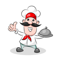 cartoon cute funny chef cook in the cap
