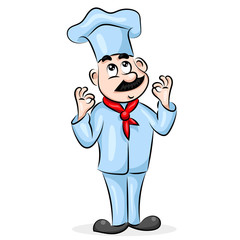 cartoon cute funny chef cook in the cap