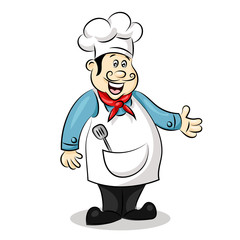 cartoon cute funny chef cook in the cap