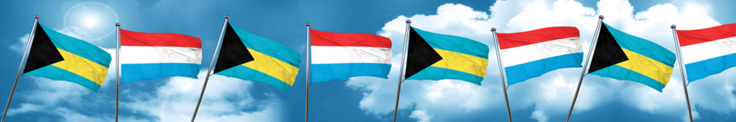 Bahamas flag with Luxembourg flag, 3D rendering