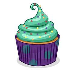 cupcake with cream isolated at the white background