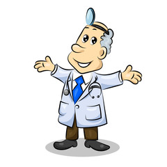 cartoon funny doctor in uniform and tie