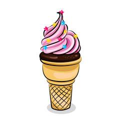 ice cream in waffle cone isolated at the white background