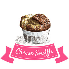 Cheese Souffle colorful illustration.