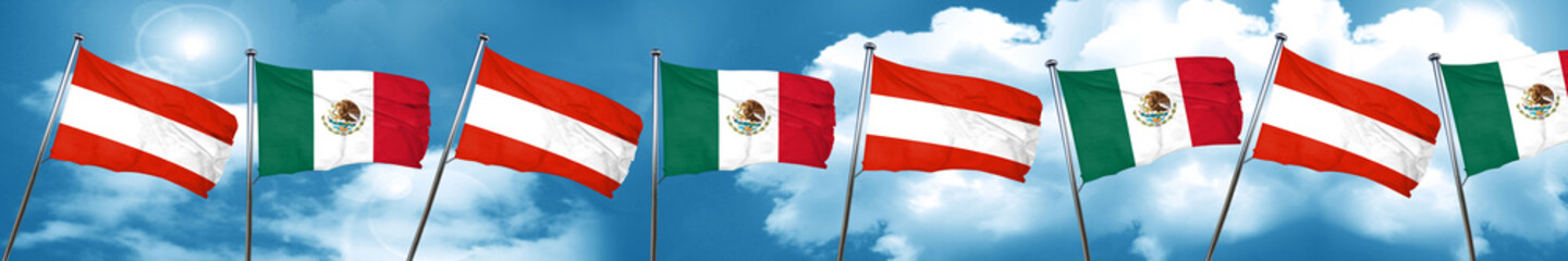 Fototapeta na wymiar Austria flag with Mexico flag, 3D rendering