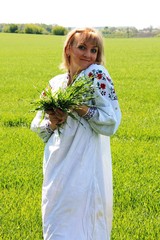 girl in a field in spring