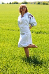 girl in a field in spring