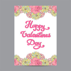 Valentines Day Background with Roses and Aster.