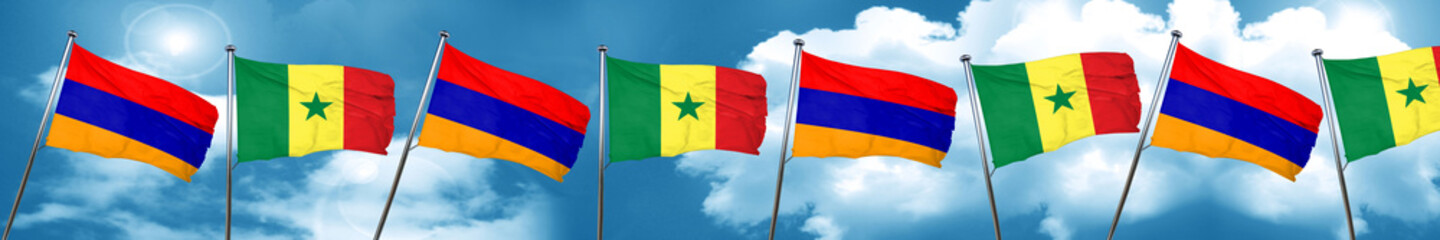 Armenia flag with Senegal flag, 3D rendering