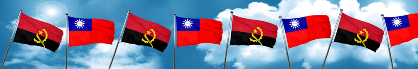 Angola flag with Taiwan flag, 3D rendering