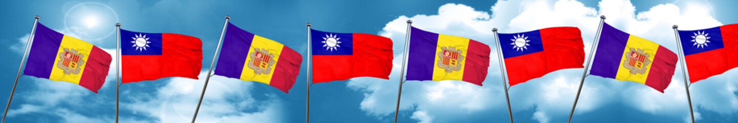 Andorra flag with Taiwan flag, 3D rendering