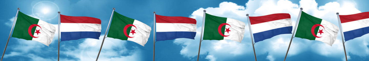 algeria flag with Netherlands flag, 3D rendering