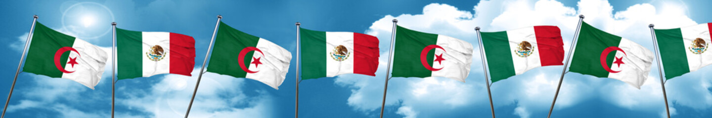 algeria flag with Mexico flag, 3D rendering
