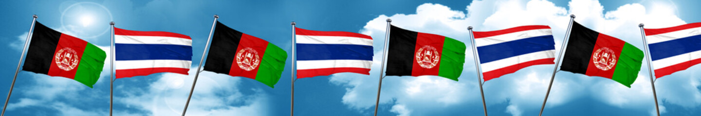 Afghanistan flag with Thailand flag, 3D rendering