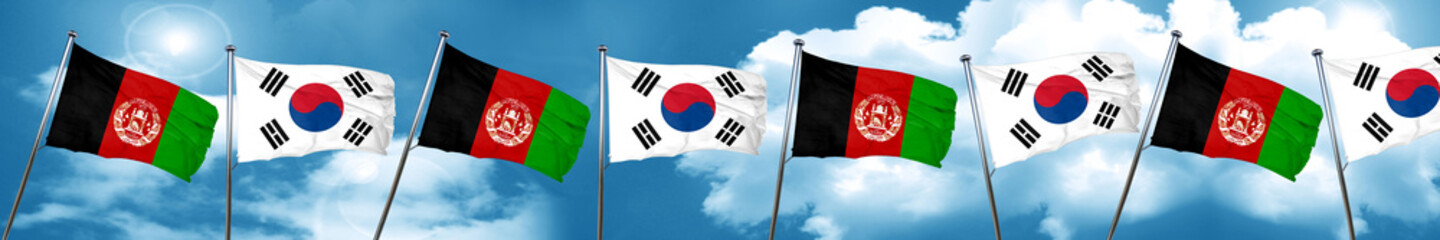 Afghanistan flag with South Korea flag, 3D rendering
