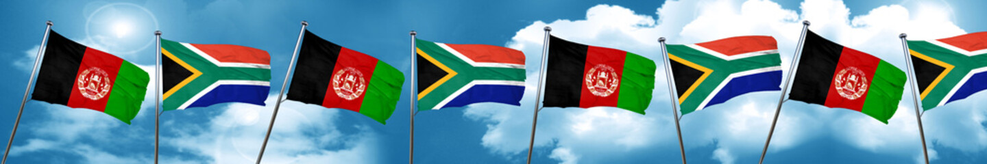 Fototapeta na wymiar Afghanistan flag with South Africa flag, 3D rendering