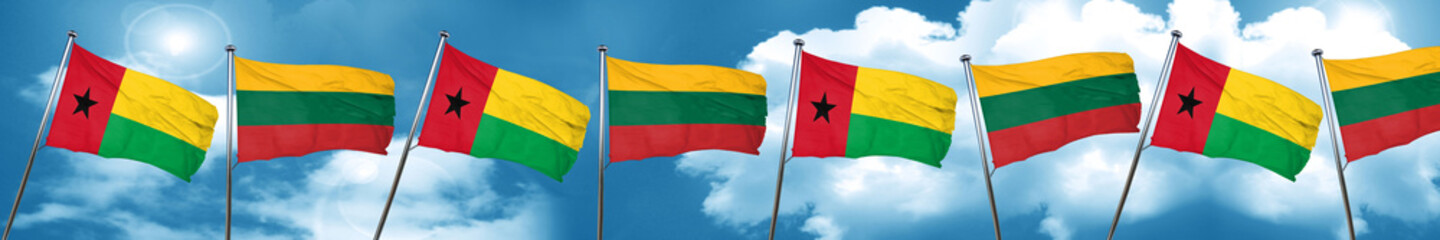 Guinea bissau flag with Lithuania flag, 3D rendering
