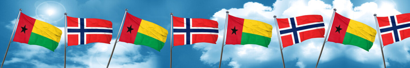 Fototapeta na wymiar Guinea bissau flag with Norway flag, 3D rendering