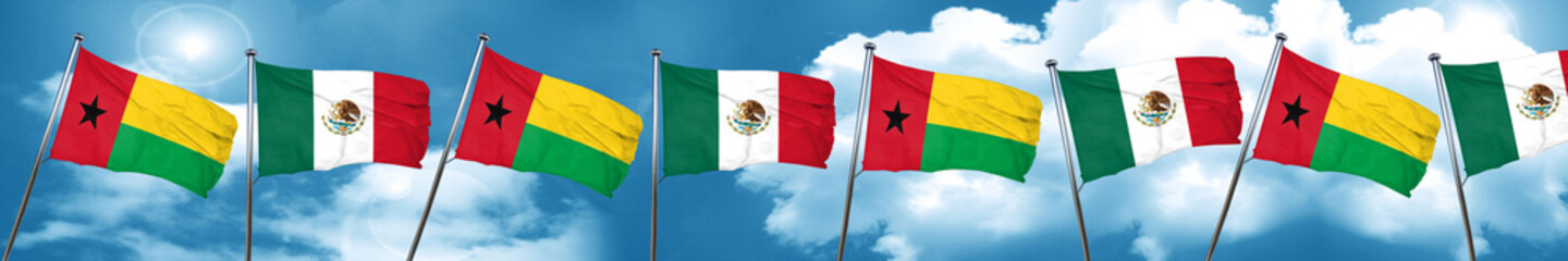 Guinea bissau flag with Mexico flag, 3D rendering