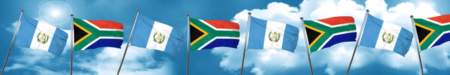 guatemala flag with South Africa flag, 3D rendering