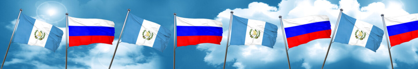 guatemala flag with Russia flag, 3D rendering