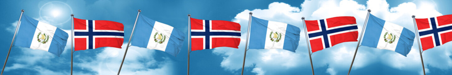 guatemala flag with Norway flag, 3D rendering