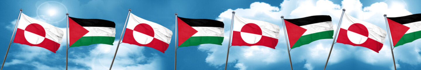 Fototapeta na wymiar greenland flag with Palestine flag, 3D rendering