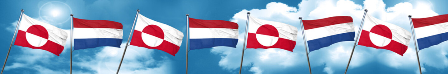 Fototapeta na wymiar greenland flag with Netherlands flag, 3D rendering