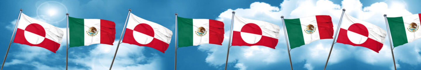 Fototapeta na wymiar greenland flag with Mexico flag, 3D rendering