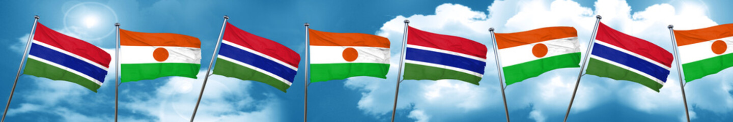 Fototapeta na wymiar Gambia flag with Niger flag, 3D rendering