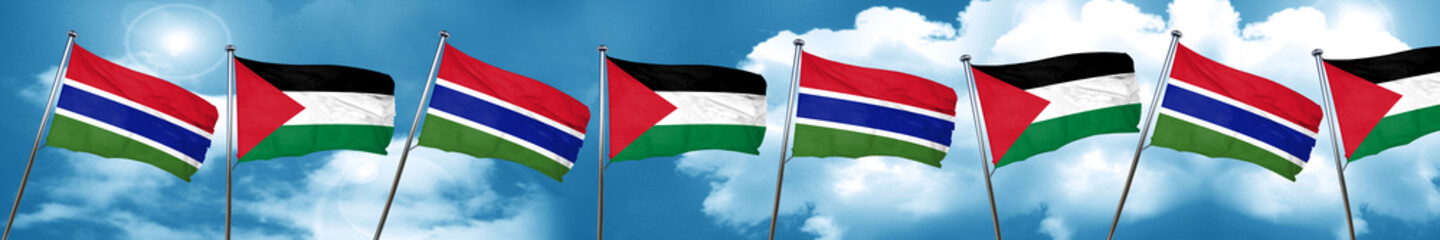 Fototapeta na wymiar Gambia flag with Palestine flag, 3D rendering