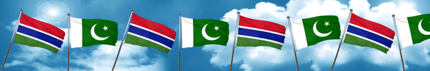 Fototapeta na wymiar Gambia flag with Pakistan flag, 3D rendering