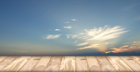 Fototapeta premium Sky and wooden flooring