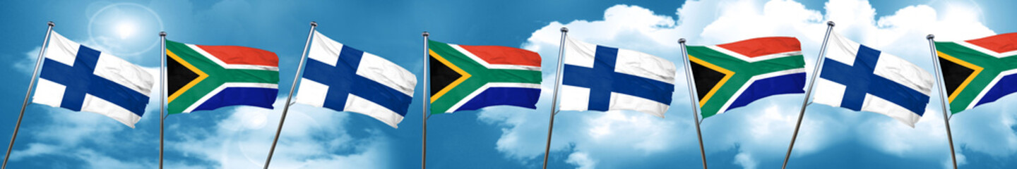 finland flag with South Africa flag, 3D rendering