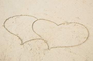 heart on sand on ocean beach