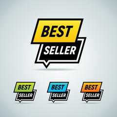 Best seller. Vector label in different colors