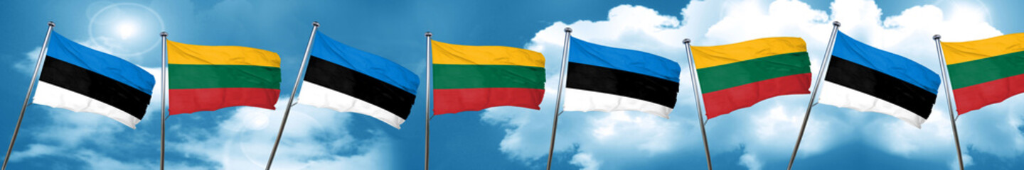 estonia flag with Lithuania flag, 3D rendering