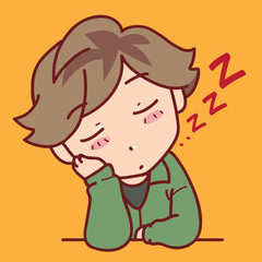 boy sleeping on a table