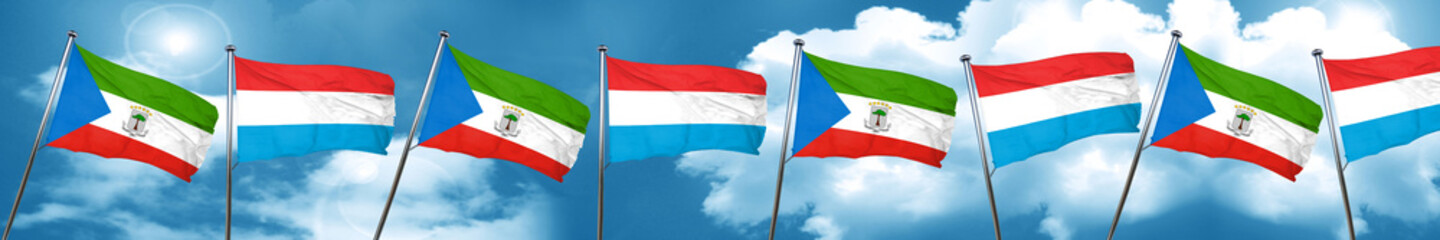 Equatorial guinea flag with Luxembourg flag, 3D rendering