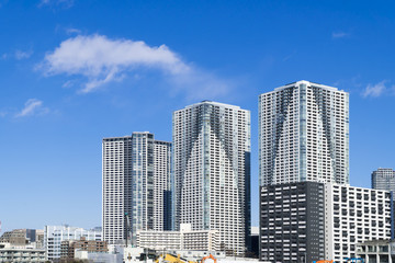 東京都市風景　晴海　高層ビル　タワーマンション　東京オリンピック選手村隣接