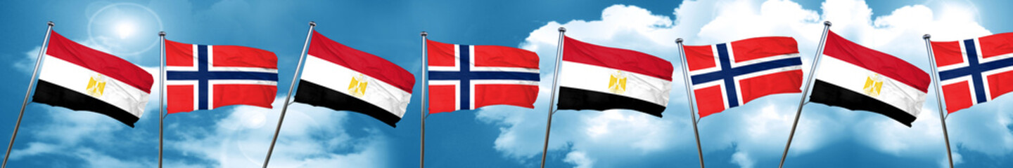 Egypt flag with Norway flag, 3D rendering