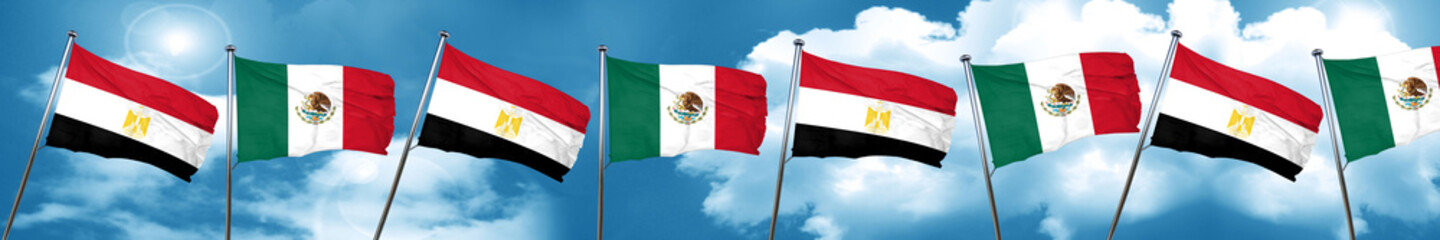Egypt flag with Mexico flag, 3D rendering
